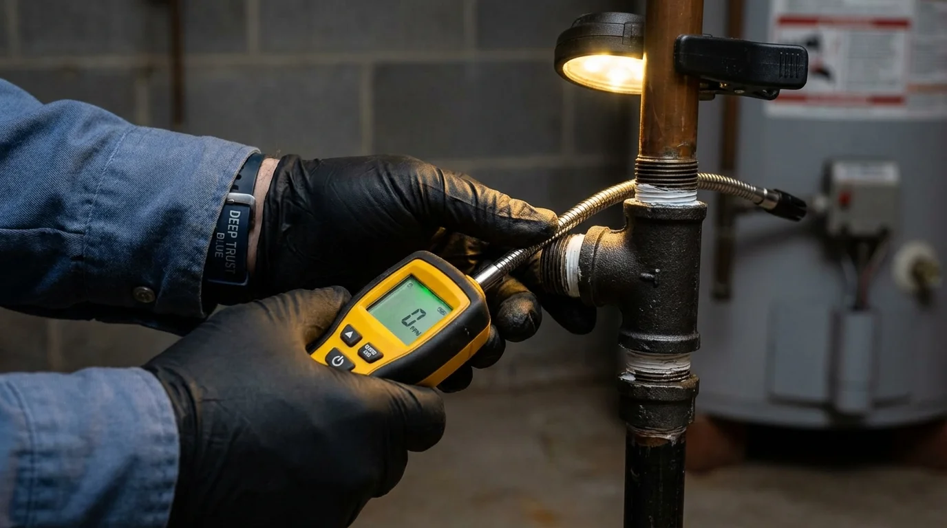 Gas leak detection with electronic sniffer by Johns Plumbing LLC in Gregory