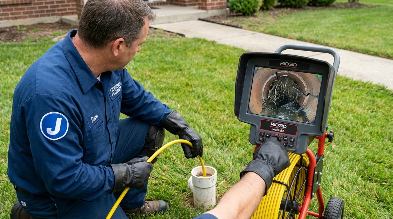 Sewer camera inspection being performed by Johns Plumbing LLC in Gregory
